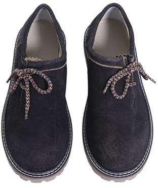 AlpsOak Lederhosen Shoes Men- Authentic German Shoes for Oktoberfest- Trachten Boots for Oktoberfest Outfit - Real Goat Leather (Black, US Footwear Size System, Adult, Men, Numeric, Medium, 10)