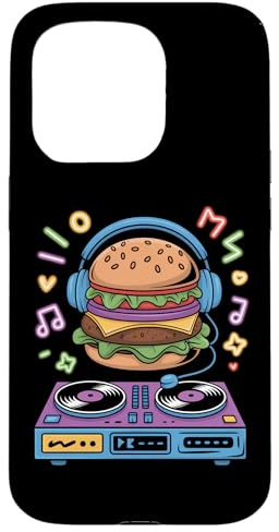 Dj Food Burger Avec Casque Et Platines Pour Les Fêtes Coque pour iPhone 15 Pro
