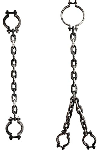2 Pcs Halloween Chains Plastic Fake Handcuffs with Body Headgear Shackles Chain Realistic Neck Wrist Shackles with Toy Handcuffs for Costume Party Haunted Dress Up Props
