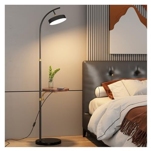 XUEQIZHENG Lámpara de pie, Lámpara de pie arqueada de mármol con mesa y pantalla giratoria de 360° for sala de estar y oficina.(Brown)