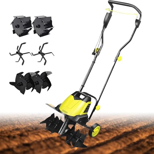 Electric Garden Tiller Rotavator, 2400W, 45cm Tilling Width, 22cm Tilling Depth, 3 Blade Types, 2-Wheel Design for Lawn and Agricultural Use