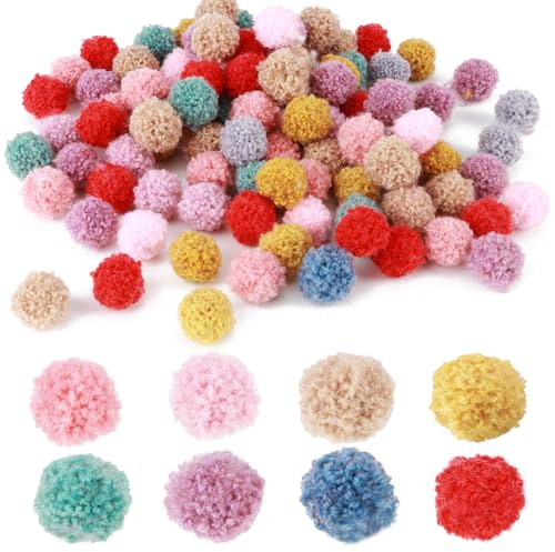 100 Piezas Pompones Manualidades Creativas de Color de 2 cm Bolas de Fieltro Pompones juego Para Bricolaje Suministros Decoraciones Costura Guirnaldas y Flecos