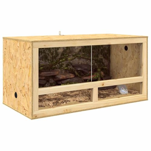 vidaXL Terrarium Brun 100 x 50 x 50 cm OSB, Rustik glasbur, hållbar rektangulär terrarium för reptiler, husdjur inomhus, hem för amphibier