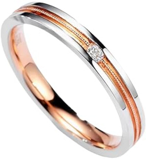 KnSam 18 Karat Bicolor Au750 Solitärring Echt Goldschmuck, 0.03ct Labor Erstellt Diamant Hochzeitsring Klassiker Rundschliff Weiß, Ring 18K Gold, Gr.57 (18.1)