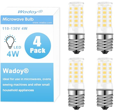 Wadoy E17 LED Bulb European Base, Appliance Light for Refrigerator & Cooker Hood, AC125V, 4W (40W Equivalent) Turkish Lamp Warm White 3000K, 4 Pack