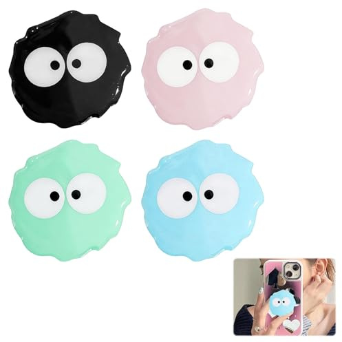 4 Pcs Cute Cartoon Silicone Mobile Phone Grip Stand,Grip Expanding Stand,Phone Grip Holder Accessories,Adhesive Phone Finger Holder,Adhesive Socket Suitable for Smartphone Tablet Cell Phone Accessory