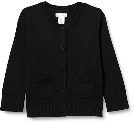 Amazon Essentials Mädchen Schmal geschnittener Cardigan-Pullover mit Rundhalsausschnitt, Schwarz, 2 Jahre