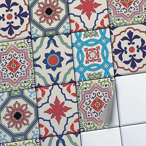 CREATISTO Fliesenaufkleber Fliesenfolie Mosaikfliesen - Klebefolie Aufkleber für Wand-Fliesen I Klebefliesen Deko Folie für Fliesen in Küche u. Bad/Badezimmer (20x25 cm I 48 -Teilig)