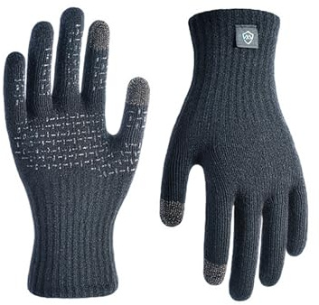 DexShell Waterproof Knit Gloves, Wet-Grip Touchscreen, Black, Unisex Small