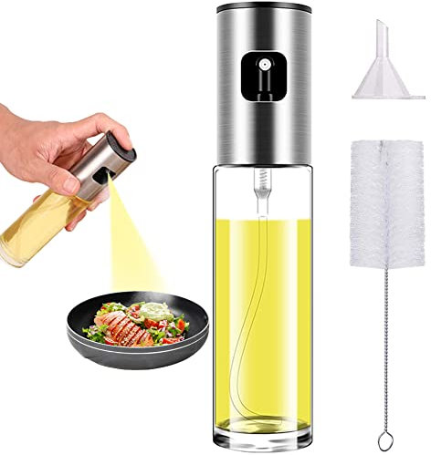 Wayeept Pulvérisateur d'huile d'olive pour huile de cuisson, vaporisateur, brumisateur pour friteuse à air, canola, vinaigre, huile végétale, mini bouteille portable pour barbecue, poêle, salades