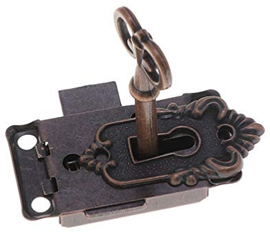 DOITOOL Serratura Vintage Per Mobili Con Chiave E Viti Blocco Antico Per Armadio Cassetto E Scatola in Legno Accessorio Di Fissaggio Per Mobili Decorativi in Bronzo Rosso