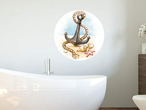 GRAZDesign Wandtattoo Badezimmer Anker am Strand, Muscheln Seestern | Wandsticker Wandaufkleber Bad, Tür, Fliesenaufkleber Klebefolie Fliesen im Nassbereich, 30x30cm