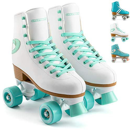Osprey Retro Quad Rollschuhe für Erwachsene - Damen Schnürschuhe High Top Rollschuhe - Mehrere Designs Weiß/Mintgrün 31 EU