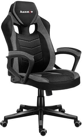 huzaro Force 2.5 ergonomisch Racing Gaming Stuhl Bürostuhl Gamer Sessel Schreibtischstuhl Schaukelmechanismus Armlehnen belüfteter Stoff bis 140kg belastbar, Grau Mesh