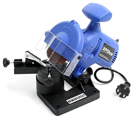 WilTec Affûteuse pour chaîne de scie – 220 W, 7500 TR/Min – Dispositif de Serrage Rotatif 35° – avec Meule – Lime Tronçonneuse Universelle