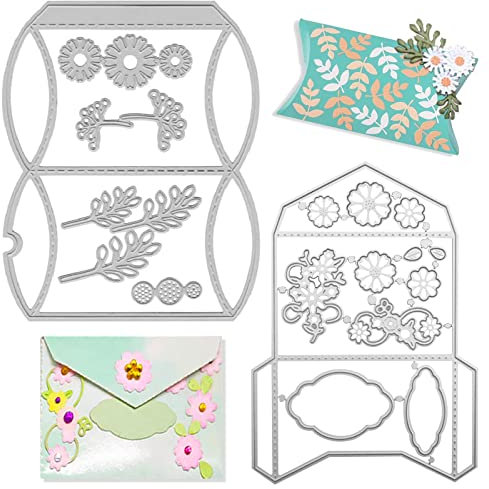 Qixuer Cutting Dies, Pack of 2 Metal Cutting Dies, Cutting Stencils Boxes Small Embossing Stencils DIY Scrapbook Emboss Paper Cards Resuable Punching Template