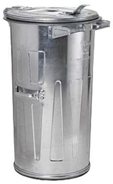 Hardwex Mülltonne aus verzinktem Stahlblech, mit Deckel und Griffen, 110 Liter, H x Ø 870 x 462 mm, Metallbehälter, Metallmülleimer, Ascheeimer, Mülleimer, Abfallbehälter, Abfalltonne