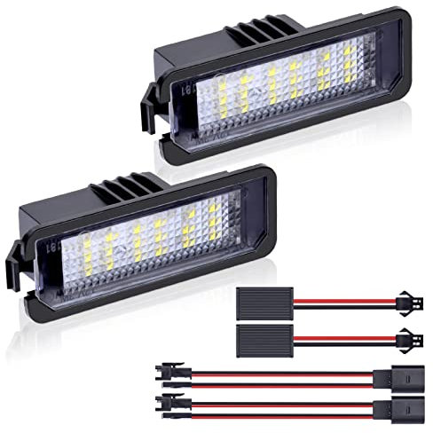 URAQT LED Number Plate Light, 2 Pcs Error Free License Plate Lamp Taillight, 12V Black 6500K Water Proof LED Rear License Plate Lamps for V-W Rabbit Golf/GTI (MK4, MK5, MK6)