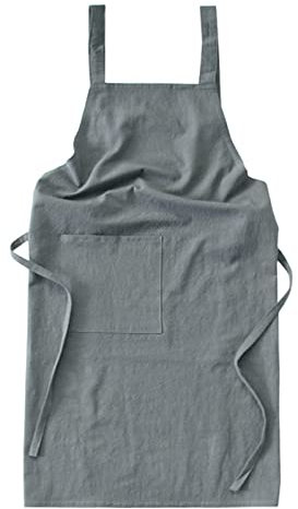BATTTX Waxed Canvas Schürzen for Damen Herren, Arbeitsschürze Mit Werkzeugtaschen, wasserdichte Ölbeständige Kochschürze (Color : Gray, Size : XL)
