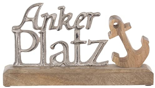 Brandsseller Letras decorativas de ancla cuadrada, aprox. 25 x 15 x 5 cm en madera de mango/aluminio