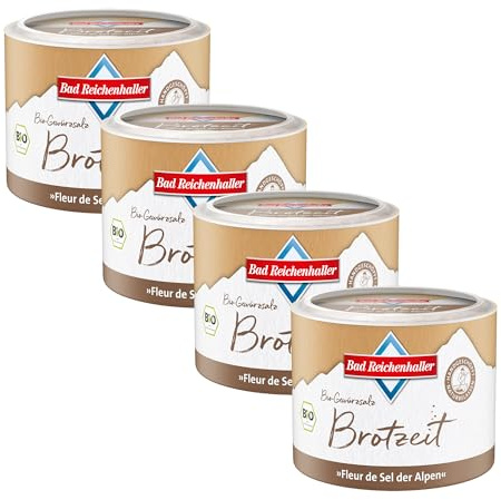 Bad Reichenhaller Fleur de Sel der Alpen Brotzeit 4x100g | Premium Salz Gewürzischung mit Bio-Gewürzen Brotzeitsalz Butterbrot biologischer Anbau | Bundle Paket Vorratspackung