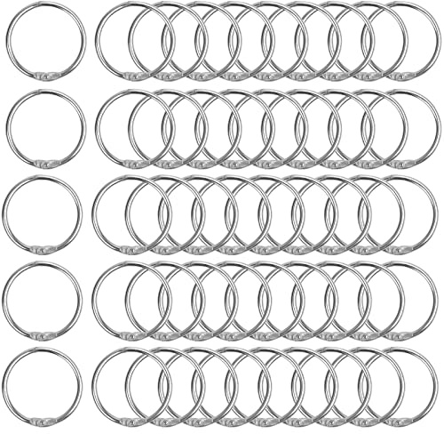 Natuce 50 Stück Binder Ringe, 30mm Ringe zum Buchbinden, Metall Bücher Ringe, Heftringe Karteikarten Ring,Loseblatt Verbinder für Scrapbook, Album, Memo-Ablage, Handwerk, Schlüsselringe (Silber)