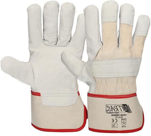 SAMETRUCK 1-120 Paar Arbeitshandschuhe Leder Handschuh gefüttert Stulpe Rindsleder Gr. 10 (12 Paar (1 Packung))