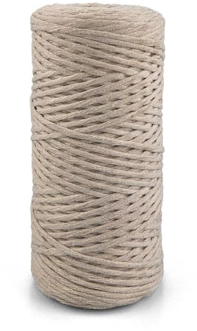 Netuno 1 makramétråd, elfenben, 3 mm, 100 m, enkelt tvinnad i naturlig färgad bomull, för pyssel, makramétråd, färgad makramétråd, SKRE-S2303/07