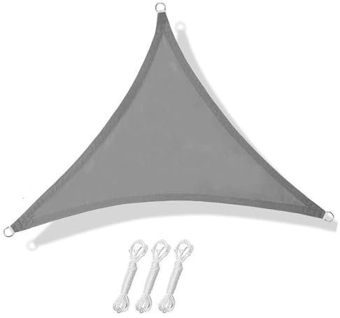XTDMJ Tenda parasole triangolare, 3 x 3 x 3 m, tenda da sole triangolare, impermeabile, triangolare, con kit di fissaggio, resistente agli strappi, alle intemperie, per terrazze, giardino (grigio)