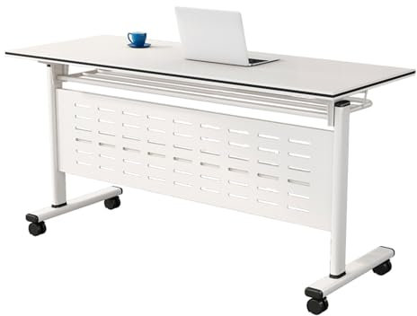YVYKFZD Mobiler Konferenztisch, klappbarer Besprechungstisch, rollbarer Schreibtisch Klapptisch mit Klappplatte, rechteckiger Meetingtisch Mehrzwecktisch mit Lenkrollen(1PCS,47.2x15.7x29.5)