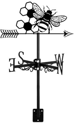 ZNEL Girouette Créative en Métal Ornement Modèle d'abeille Girouette avec Mesure des Toits Indicateur De Direction du Vent pour Jardin Extérieur, Bee