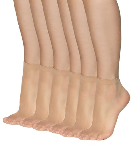 Annes styling genomskinliga matt ultratunna strumpor för kvinnor flickor ankelstrumpor lågt skuren vardaglig eleganta damstrumpor bekväma 15 DEN tjocklek idealiska för sandaler klackar Frida15, 6-pack