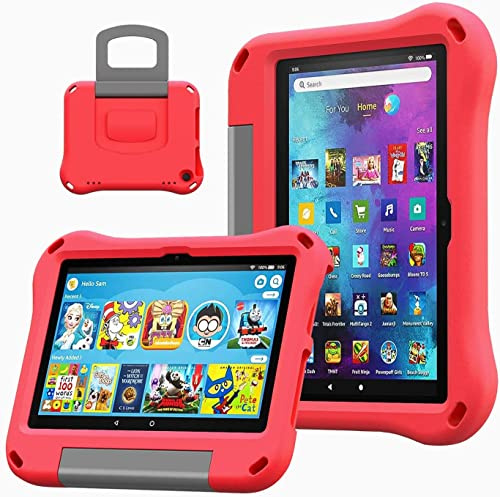 ODQQDO 7 Inch Case Suitable for Kids(12th Generation, 2022 Release) Multi-angle Adjustment Case Thicken Shockproof,Incompatible with 7 Inch iPad Samsung HTC LG Tablet,Red