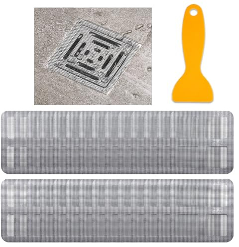 LXBCTOP 50 Stück Haarsieb Dusche Einweg, Mesh Abflusssieb Dusche mit 1 Plastikspatel, 10 * 10cm Platz Boden Haarfänger Dusche, Duschsieb Abfluss Haare Aufkleber für Küche Waschbecken Badewanne