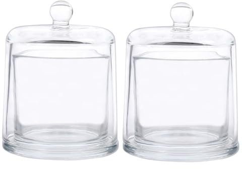 Mafagwre Lot De 2 Bougeoirs en Verre avec Dôme, pour Bougies Chauffe-Plat, Bougeoir, Coupe à Bougie avec Cloche pour Fêtes, Mariages (Transparent)