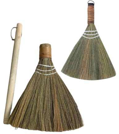 MAGICLULU 2pcs Bamboo Soft Broom Handmade Multifunctional Cleaning Broom Small for Home Cleaning and Desk Dust Sweeping