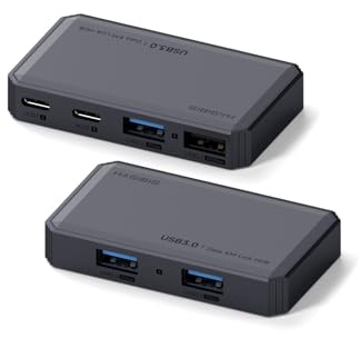 Hagibis Interruptor USB, transferencia de datos cruzados del sistema, conmutador USB 3.0, 2 computadoras para compartir dispositivos USB C y A, selector USB KM de 5 Gbps para PC, laptop, impresora,