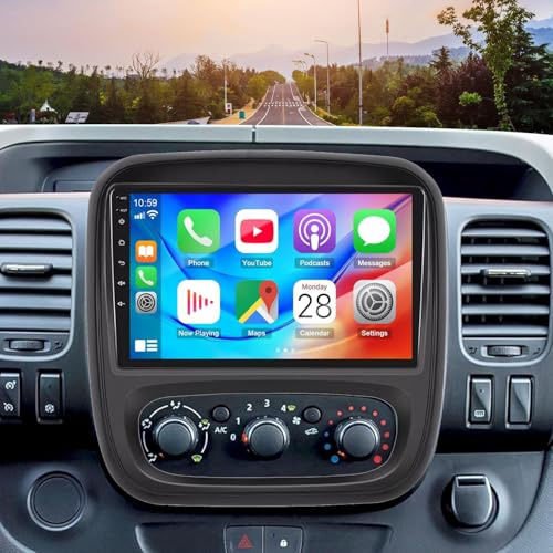 Car Stereo Radio Double Din to 14-19 Compatible for Vauxhall Vivaro/Compatible for Opel Trafic GPS Navigation Android with Wireless Carplay, Android Auto 9 Touchscreen Car Radio Audio Receiver