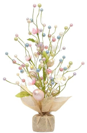 Osterbaum, 45cm Osterei-Baum mit LED-Licht, Tisch-Osterzweig-Baum, Dekorativer Osterbaum, Ostereier-Tischbaum mit Sackleinenbasis für Ostern, Zuhause, Party, Hochzeit, Feiertagsdekoration