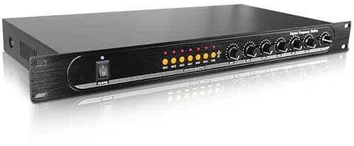 KHZKHC Professioneller Feedback-Unterdrücker, Suppressor-Anti-Heul-Audioprozessor, 6-Wege-Mikrofon-Hub, 48-V-Phantomspeisung, Unabhängige Einstellung Der Mikrofonlautstärke