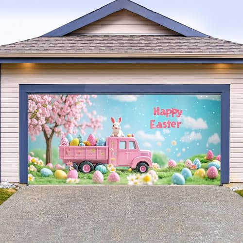 Couverture de Porte de Garage de Pâques, Bannière de Porte de Garage de Pâques Lapin de Pâques Décoration de Porte de Garage, Toile de Fond Fond de Photographie Décoration de Vacances de Printemps