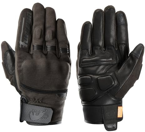 Furygan Jet D3O EVO - Guantes de Moto para Hombre - Palma 100% Cuero - Confort - Guantes de Verano - Transpirable y Ligero - Compatible con Pantallas - Pantalla táctil