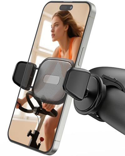 OQTIQ Phone Holder for Peloton Bike, Exercise Bike Handlebar Phone Mount | with Adjustable Silicone Strap for Stroller, Steering Wheel, Shopping Cart, Gym 360° Rotatable Fits 4.7–6.9 Smartphones