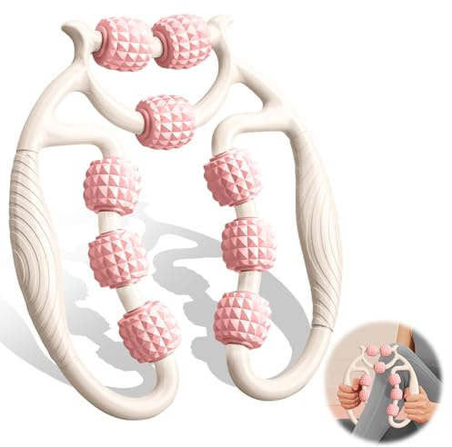 Vlecexs Rodillo Muscular para Piernas, Rodillo de Espuma para Masaje Muscular de Tejido profundo, Rodillos de Masaje Muscular de 360° para Pierna Cuello Masajes Musculars Fitness, Blanco+Rosa