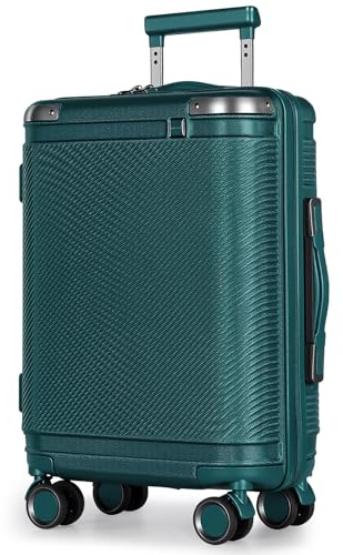 Handgepäck Koffer, Trolley Reisekoffer mit Verstellbarem Teleskopgriff, ABS-Hartschalenkoffer mit TSA Schloss und sanften Rollen, Luggage, Rollkoffer für Damen & Herren, 55x40x20 Ryanair, Grün