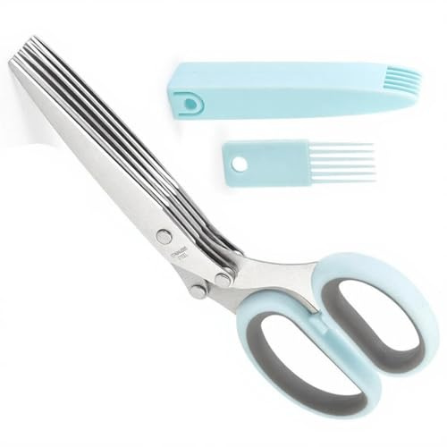 INSEOWI Forbici da Cucina Multiuso Professionali con Lama A 5 Punte con Pettine Protettivo per Carta Verdure da Cucina Risparmiare
