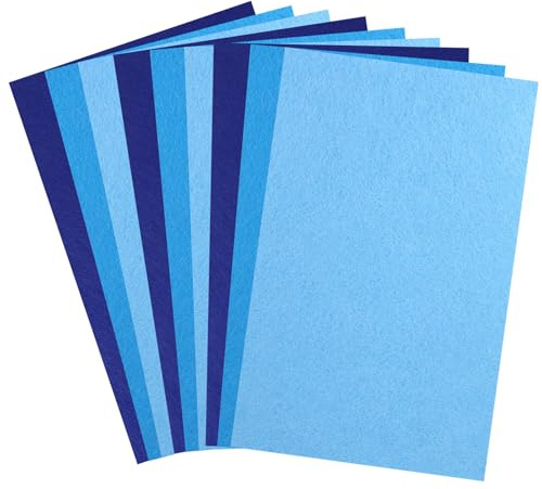 Hojas de fieltro azul de 20 x 30 cm para manualidades, 9 piezas de hojas de fieltro de costura fina, fieltros rígidos, papel de fieltro no tejido, hojas de manualidades para manualidades, proyectos de