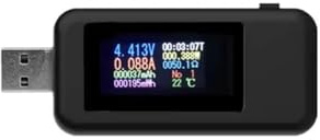 Tester USB Voltmetro Amperometro TIPO-C Monitor digitale di tensione corrente capacità del caricabatterie Indicatore interruzione(10 IN 1 Black)