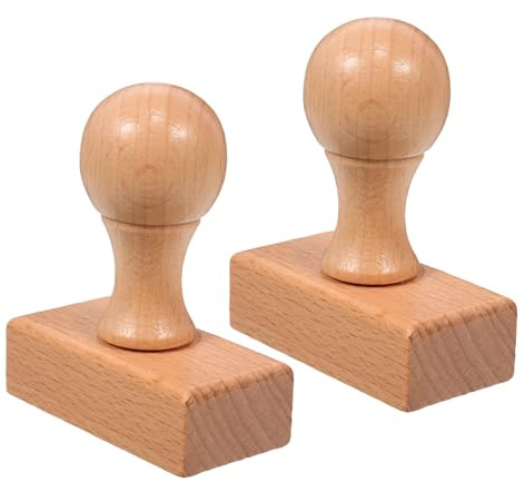 Uonlytech Tampons en Bois de Hêtre pour Garçon et Filles 2pcs, Faciles à Sculpter Poignée Ronde, Outils Éducatifs pour Scrapbooking et Décorations de Fêtes