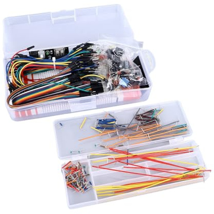 Spacnana Kit de Fils de Raccordement pour Planche à Pain avec Module d'alimentation pour Projets électroniques de Bricolage, Comprend des Résistances, des LED, Un Rangement Pratique pour Les